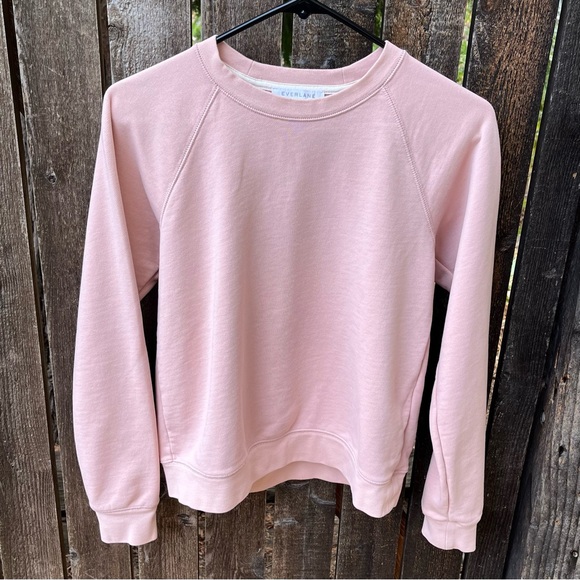 Everlane The Slim Classic French Terry Crew Blush Pink Sweater Sweatshirt NWOT - Picture 1 of 7